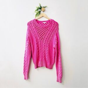 Mystree Bubblegum Pink Open Cable Knit Sweater